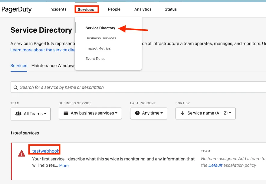 create pagerduty webhook