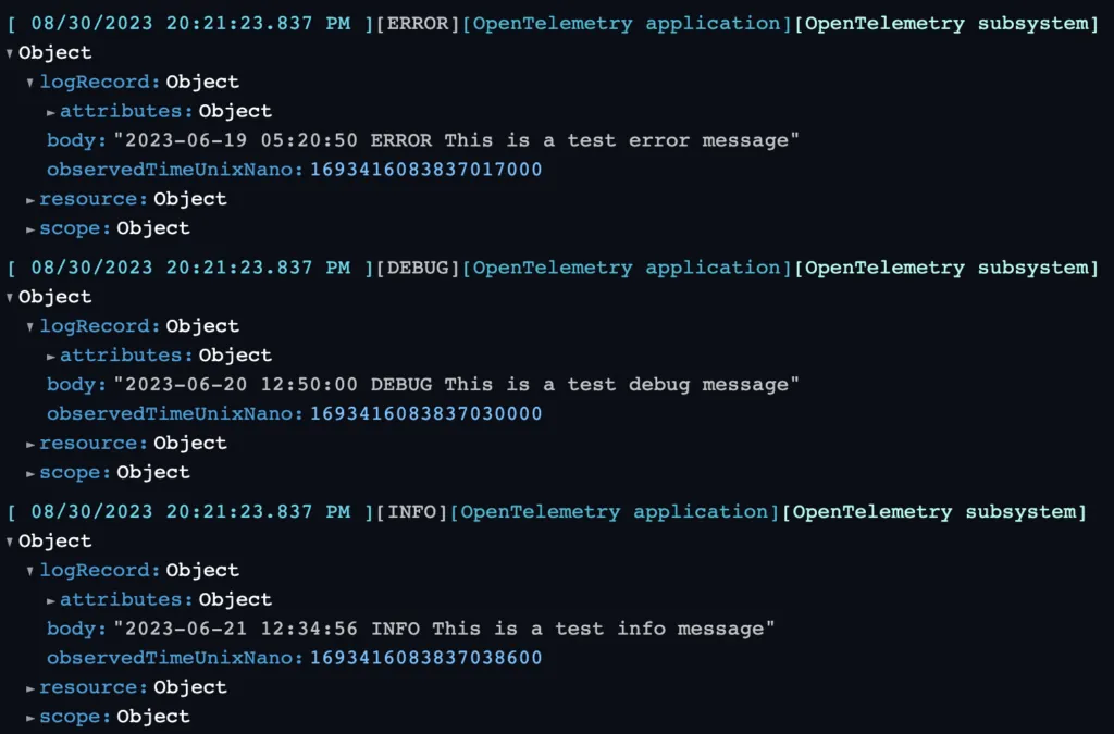 Otel Coralogix logs