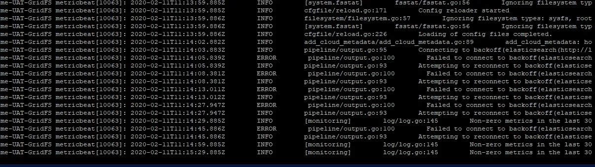 coralogix troubleshooting no filebeat connection