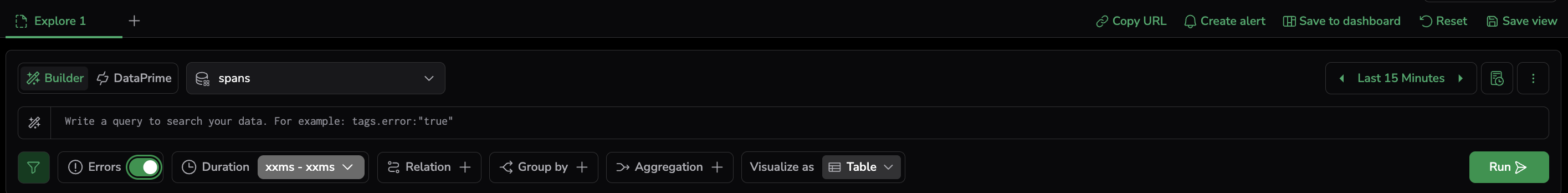 Query builder for spans