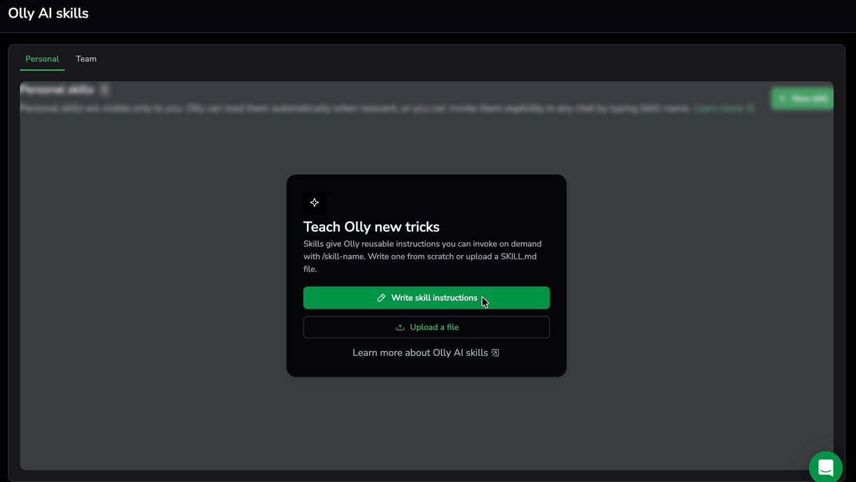 Create a skill for Olly