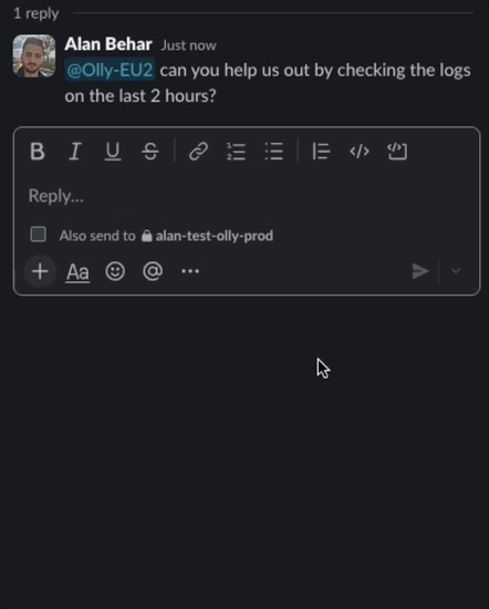 Tag Olly in Slack